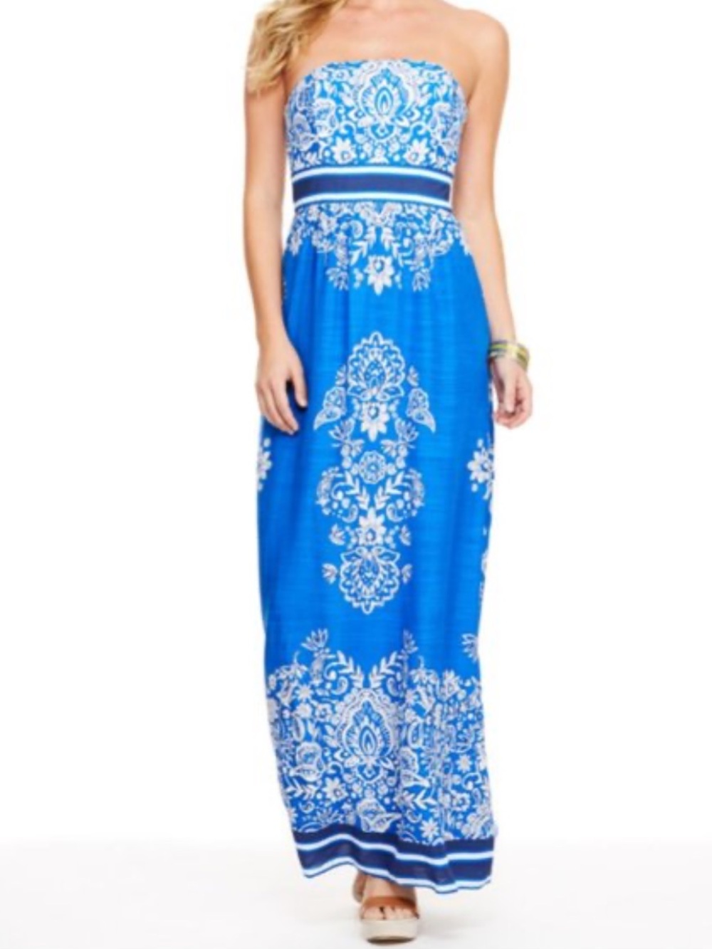 Vineyard Vines Floral Scarf Blue Bandana Maxi Dress 00